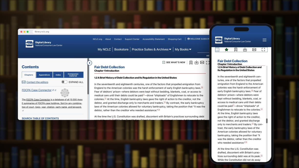 NCLC Digital Library bookreader shown on a desktop browser and a phone